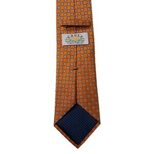 Mens Eagle Shirtmakers Since 1867 Orange/Silver Who's The Boss 100% Silk Tie#T17